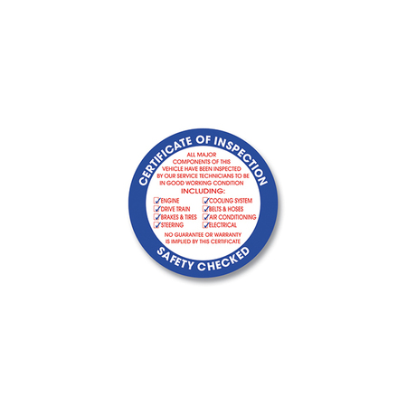 ASP Inspection Sticker, 3" Circle, 100 Per Pack Pk 7740